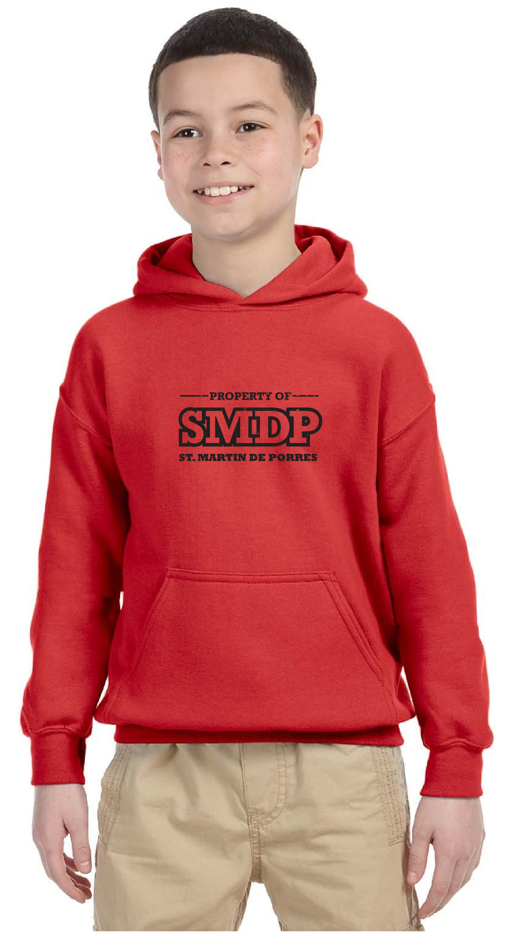 ST. MARTIN DE PORRES SPIRITWEAR - SMDP LOGO - GILDAN COTTON HOODIE - YOUTH