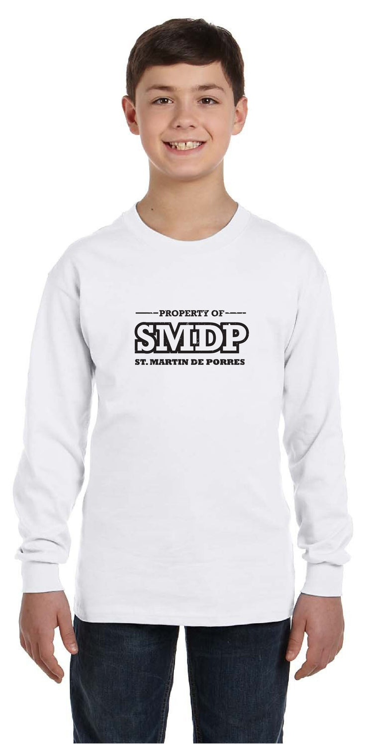 ST. MARTIN DE PORRES SPIRITWEAR - SMDP LOGO - GILDAN COTTON LONGSLEEVE - YOUTH