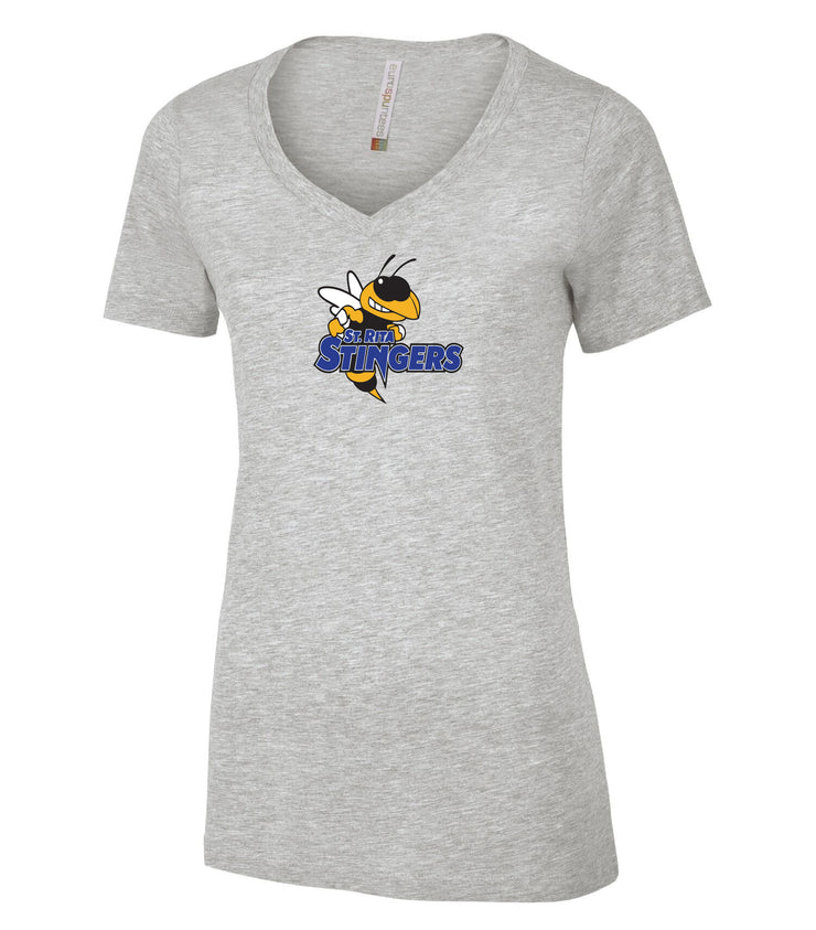 ST. RITA STAFFWEAR - ATC RINGSPUN LADIES V-NECK