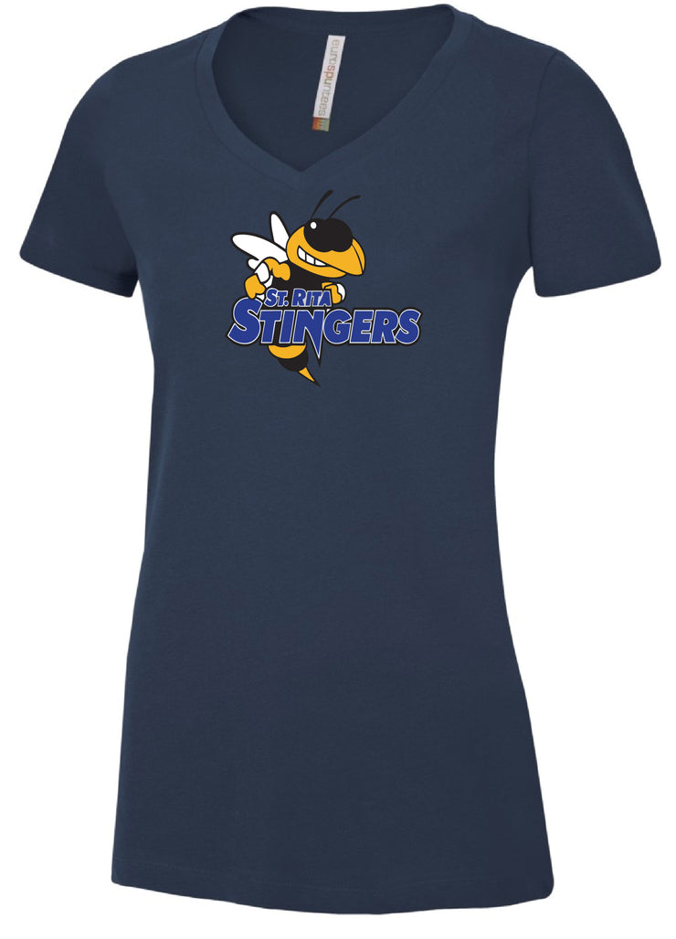 ST. RITA STAFFWEAR - ATC RINGSPUN V NECK - LADIES