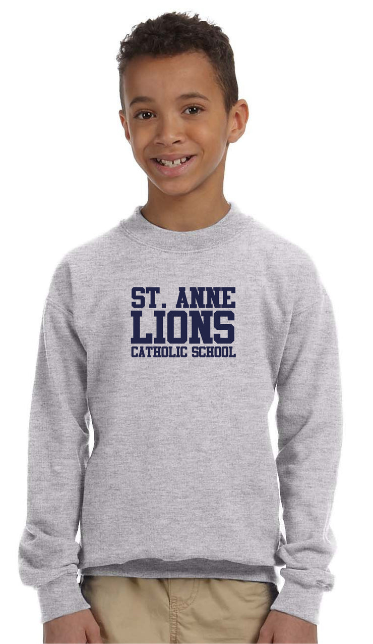 ST. ANNE SPIRITWEAR - TEXT - GILDAN COTTON FLEECE CREWNECK - YOUTH