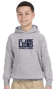 ST. ANNE SPIRITWEAR  -YOUTH -  GILDAN COTTON HOODIE - TEXT LOGO