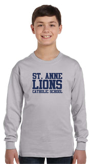 ST. ANNE SPIRITWEAR - YOUTH - GILDAN LONGSLEEVE - TEXT LOGO