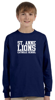 ST. ANNE SPIRITWEAR - YOUTH - GILDAN LONGSLEEVE - TEXT LOGO