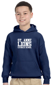 ST. ANNE SPIRITWEAR  -YOUTH -  GILDAN COTTON HOODIE - TEXT LOGO