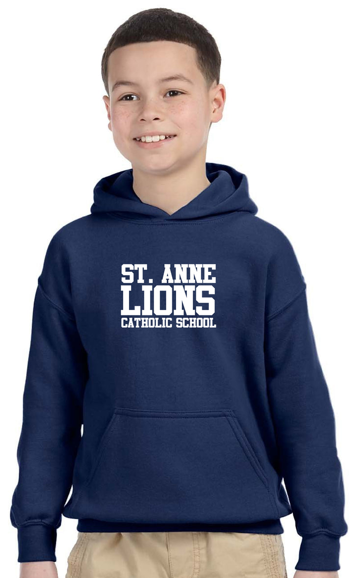 ST. ANNE SPIRITWEAR - GILDAN COTTON HOODIE - TEXT LOGO
