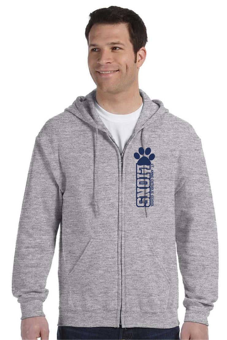 ST. ANNE SPIRITWEAR - LIONS - GILDAN ZIPPED HOODIE - ADULT