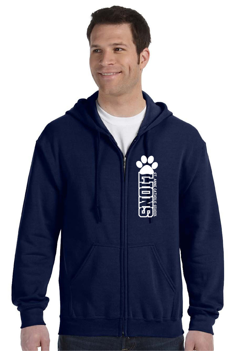 ST. ANNE SPIRITWEAR - LIONS - GILDAN ZIPPED HOODIE - ADULT