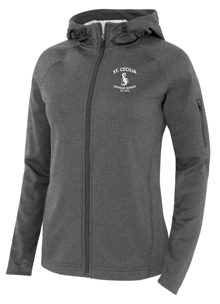ST CECILIA STAFFWEAR - PTECH HOODED JACKET - LADIES