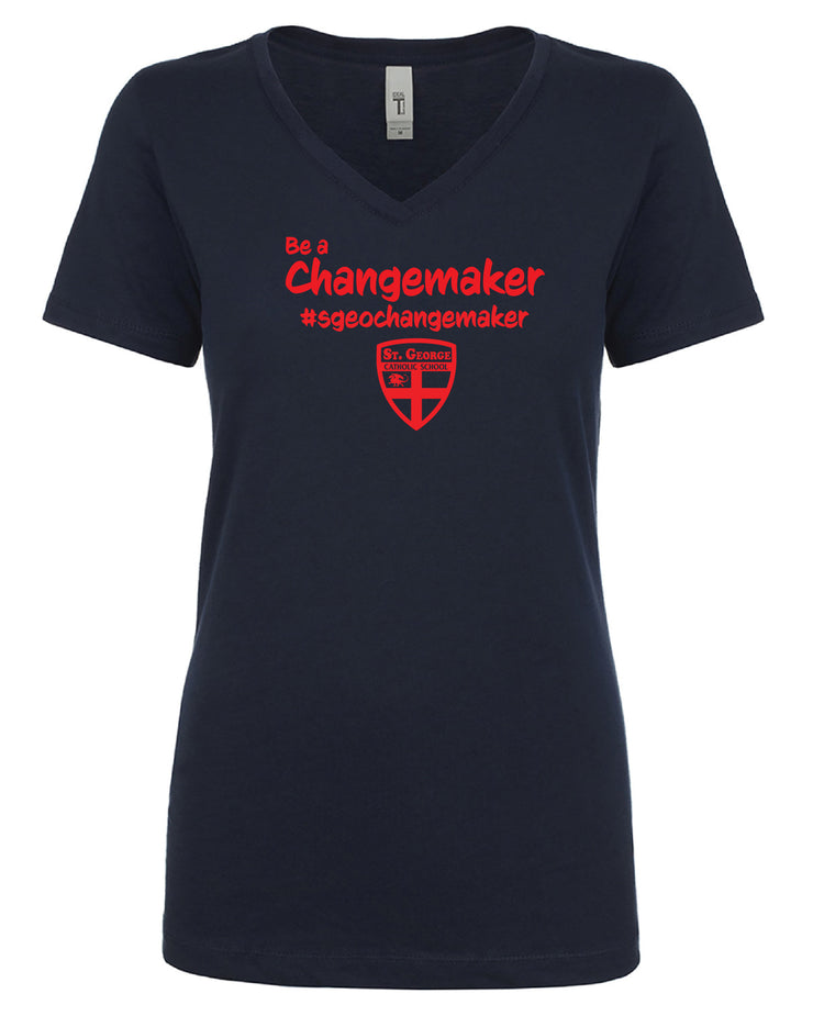 ST. GEORGE STAFFWEAR - NEXT LEVEL RINGSPUN V NECK - LADIES