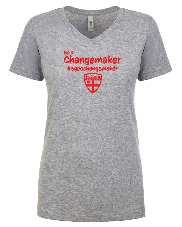 ST. GEORGE STAFFWEAR - NEXT LEVEL RINGSPUN V NECK - LADIES