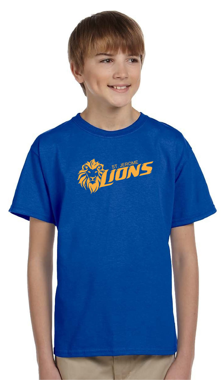 ST. JEROME SPIRITWEAR - LIONS PRINT - GILDAN COTTON TEE - YOUTH