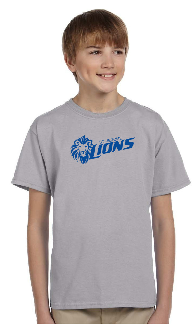 ST. JEROME SPIRITWEAR - LIONS PRINT - GILDAN COTTON TEE - YOUTH