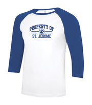 ST. JEROME SPIRITWEAR- YOUTH- ATC BASEBALL TEE- PROPERTY OF PRINT