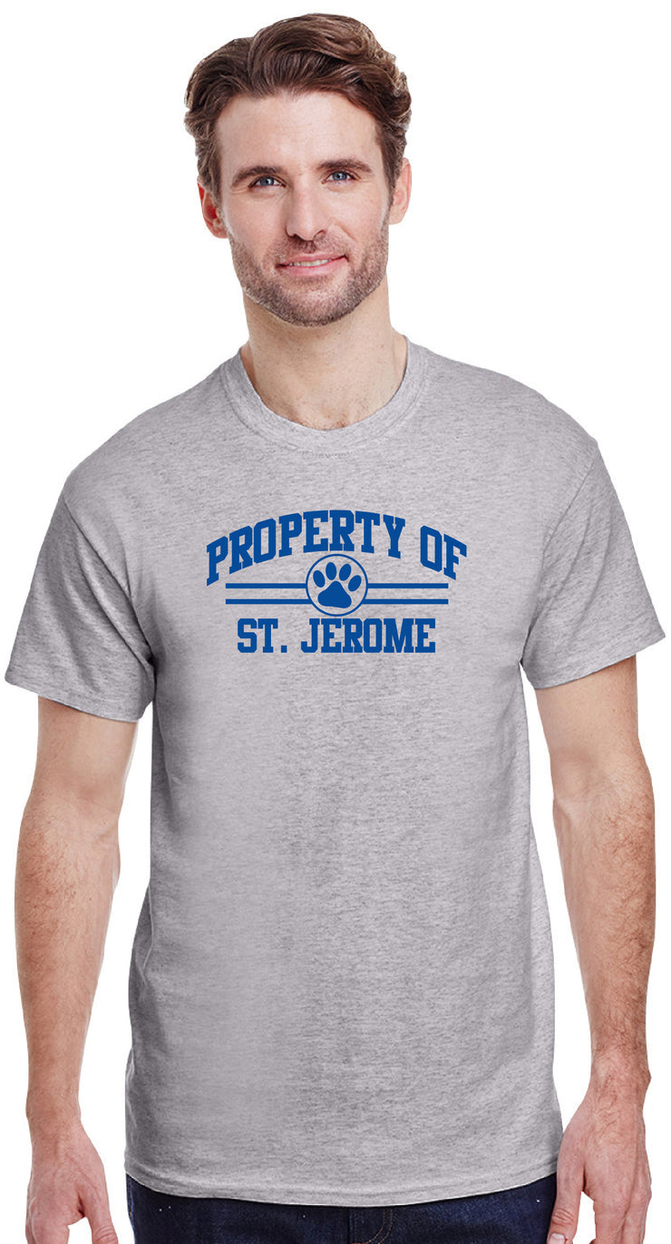 ST. JEROME SPIRITWEAR- ADULT- GILDAN COTTON TEE- PROPERTY OF PRINT