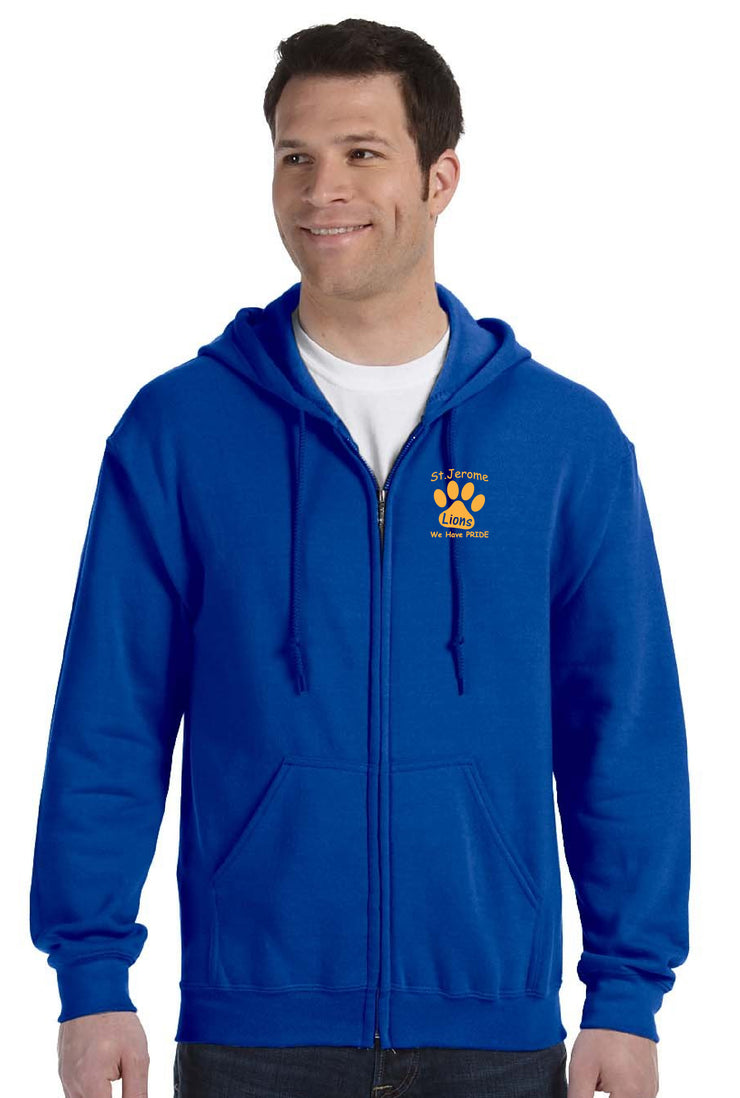 ST. JEROME SPIRITWEAR- ADULT - GILDAN COTTON ZIPPED HOODIE