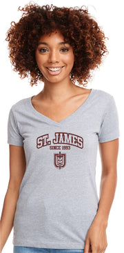 ST. JAMES STAFFWEAR - NEXT LEVEL RINGSPUN V NECK TEE - LADIES