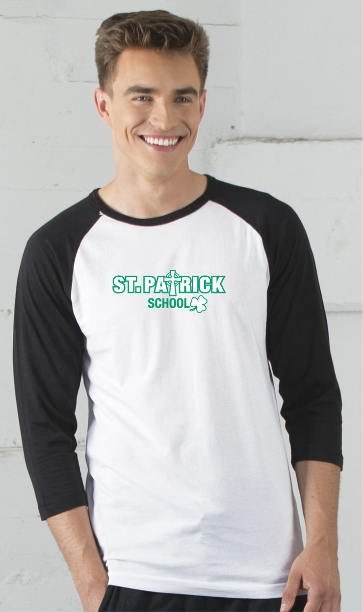 ST. PATRICK SPIRITWEAR- YOUTH & ADULT - ATC RINGSPUN BASEBALL TEE- SCHOOL LOGO