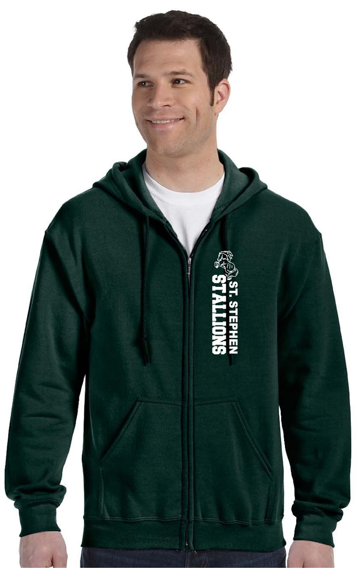 ST.STEPHEN SPIRITWEAR- ADULT GILDAN COTTON ZIPPED HOODIE