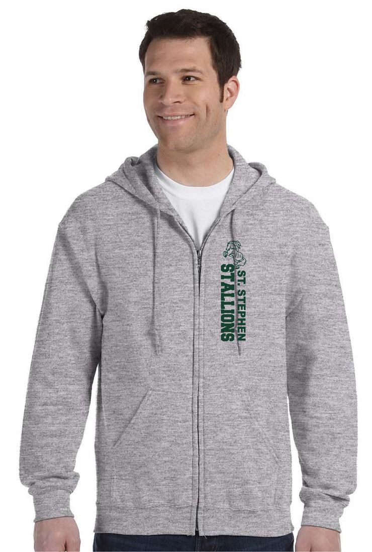 ST.STEPHEN SPIRITWEAR- ADULT GILDAN COTTON ZIPPED HOODIE