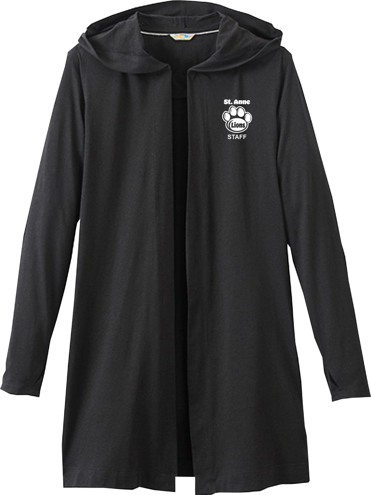 ST. ANNE STAFFWEAR - PAW EMBROIDERED LOGO - LADIES ASHLAND KNIT HOODED CARDI