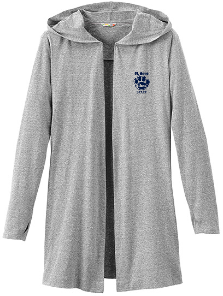 ST. ANNE STAFFWEAR - PAW EMBROIDERED LOGO - LADIES ASHLAND KNIT HOODED CARDI