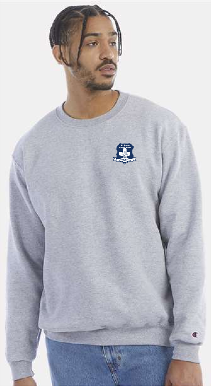 ST. ANNE STAFFWEAR- EMB CREST LEFT CHEST- CHAMPION CREWNECK SWEATSHIRT