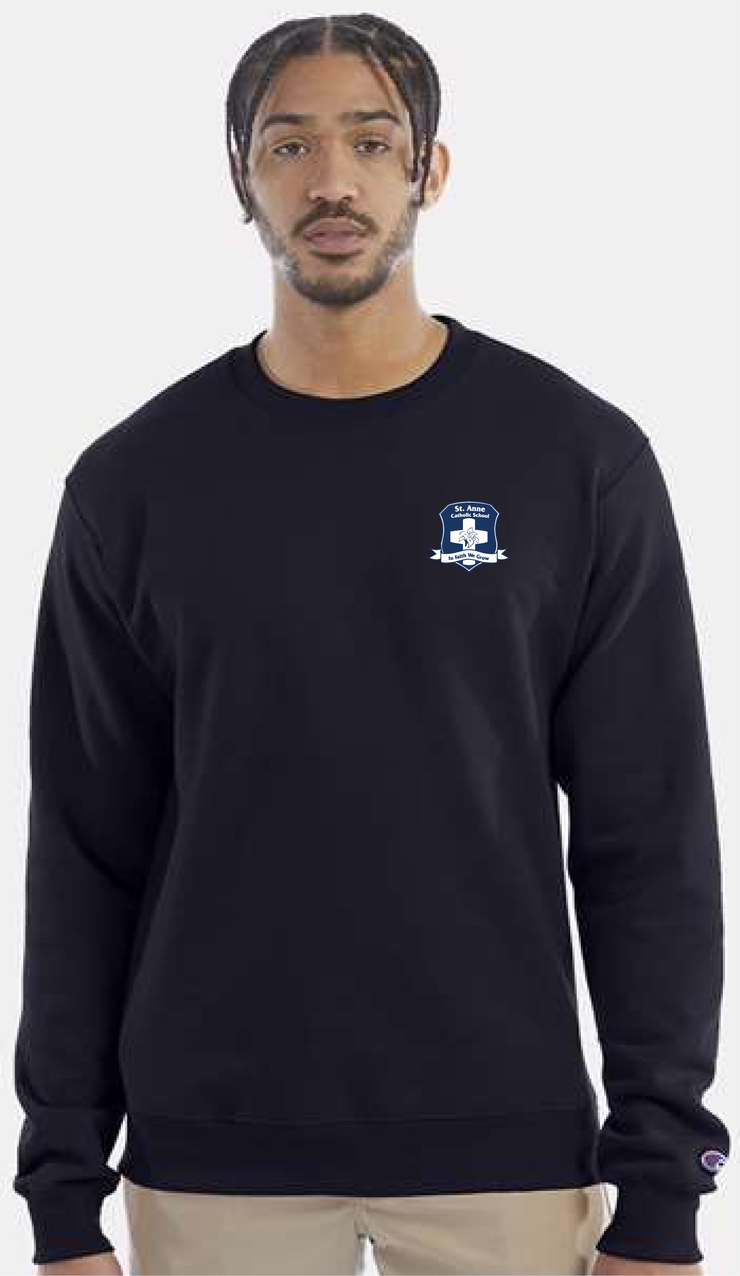 ST. ANNE STAFFWEAR- EMB CREST LEFT CHEST- CHAMPION CREWNECK SWEATSHIRT