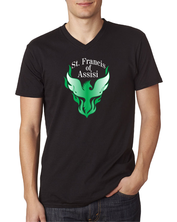 ST. FRANCIS OF ASSISI STAFFWEAR - NEXT LEVEL RINSPUN V NECK TEE - ADULT