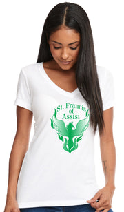 ST. FRANCIS OF ASSISI STAFFWEAR - NEXT LEVEL RINSPUN V NECK TEE - ADULT