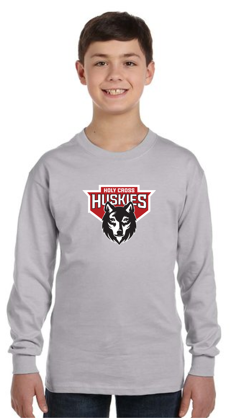 HOLY CROSS SPIRIT - HUSKIES - GILDAN COTTON LONGSLEEVE