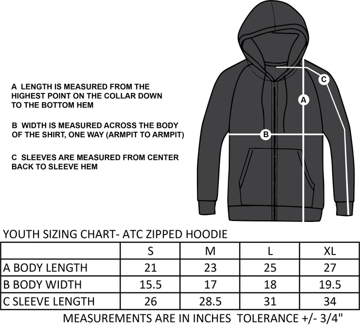 ST. PATRICK SPIRITWEAR- YOUTH- ATC COTTON ZIPPED HOODIE- SCHOOL LOGO