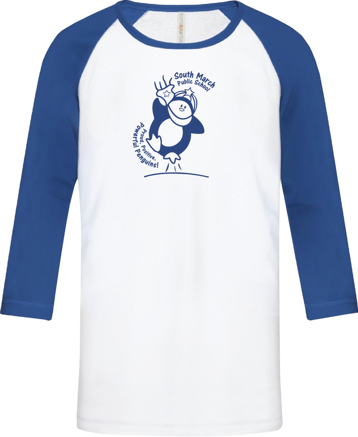 SOUTH MARCH SPIRITWEAR- ADULT- ATC RINGSPUN BASEBALL TEE- SCHOOL LOGO